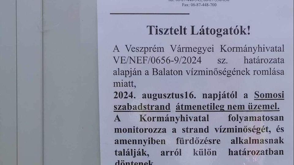 Kzel egy hete nem lehet strandolni Tihanyban a rossz vzminsg miatt